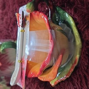 Floral Tea Cup and Saucer Set with Spoon